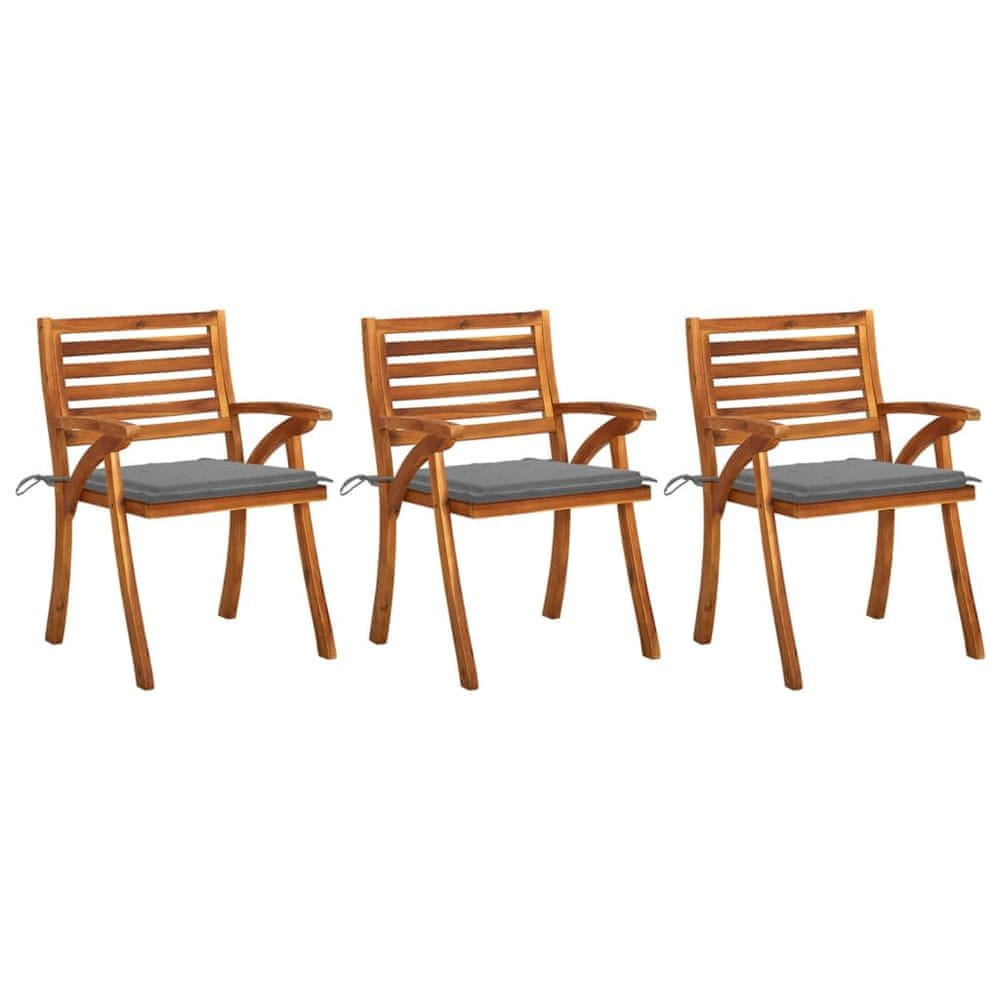 Petromila vidaXL Záhradné jedálenské stoličky s vankúšmi 3 ks akáciový masív